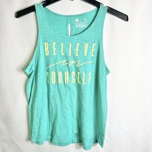 Xersion Active Tank Top‎ Green Believe In Yourself Women's *M (Tagged 3X)* READ